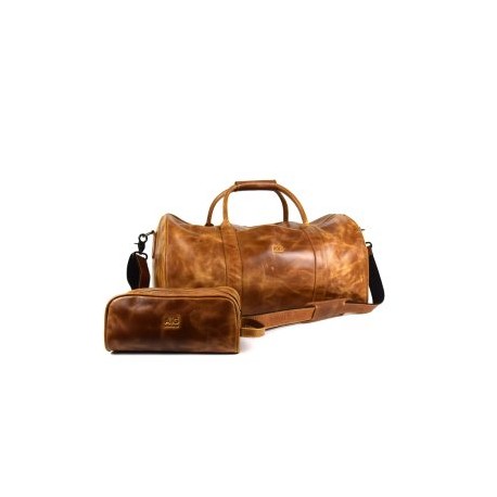 Maleta Duffel Bag Grande 100% Piel Color Miel + estuche gratis!!