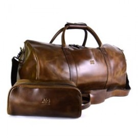 Maleta Duffel Bag Grande 100% Piel Color Chocolate + estuche gratis!!