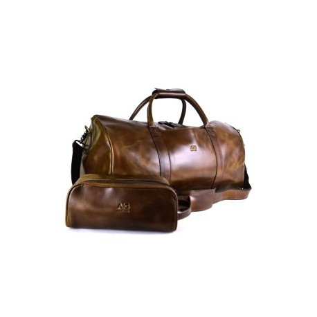 Maleta Duffel Bag Grande 100% Piel Color Chocolate + estuche gratis!!