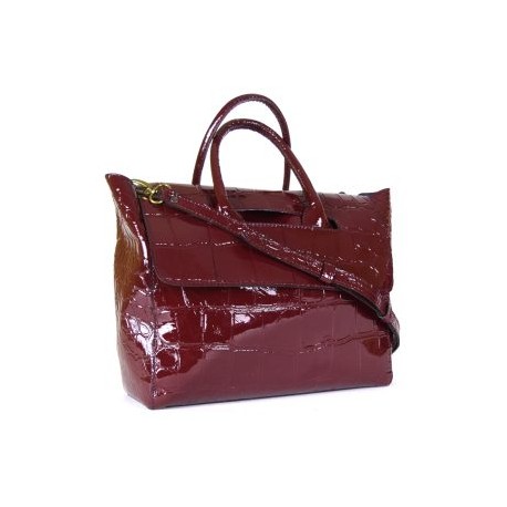 Bolsa Flap – 100 % piel charol Cherry grabado