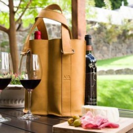 Portabotellas doble – Wine Caddy para transportar cómodo y seguro sus botellas – 100% piel genuina