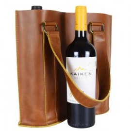 Portabotellas doble – Wine Caddy para transportar cómodo y seguro sus botellas – 100% piel genuina color miel